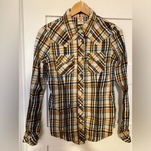 True Religion Cotton plaid western snap shirt